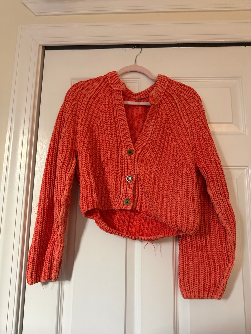 FREE PEOPLE SWEET NOTHING CARDIGAN TROPICAL NECTARINE